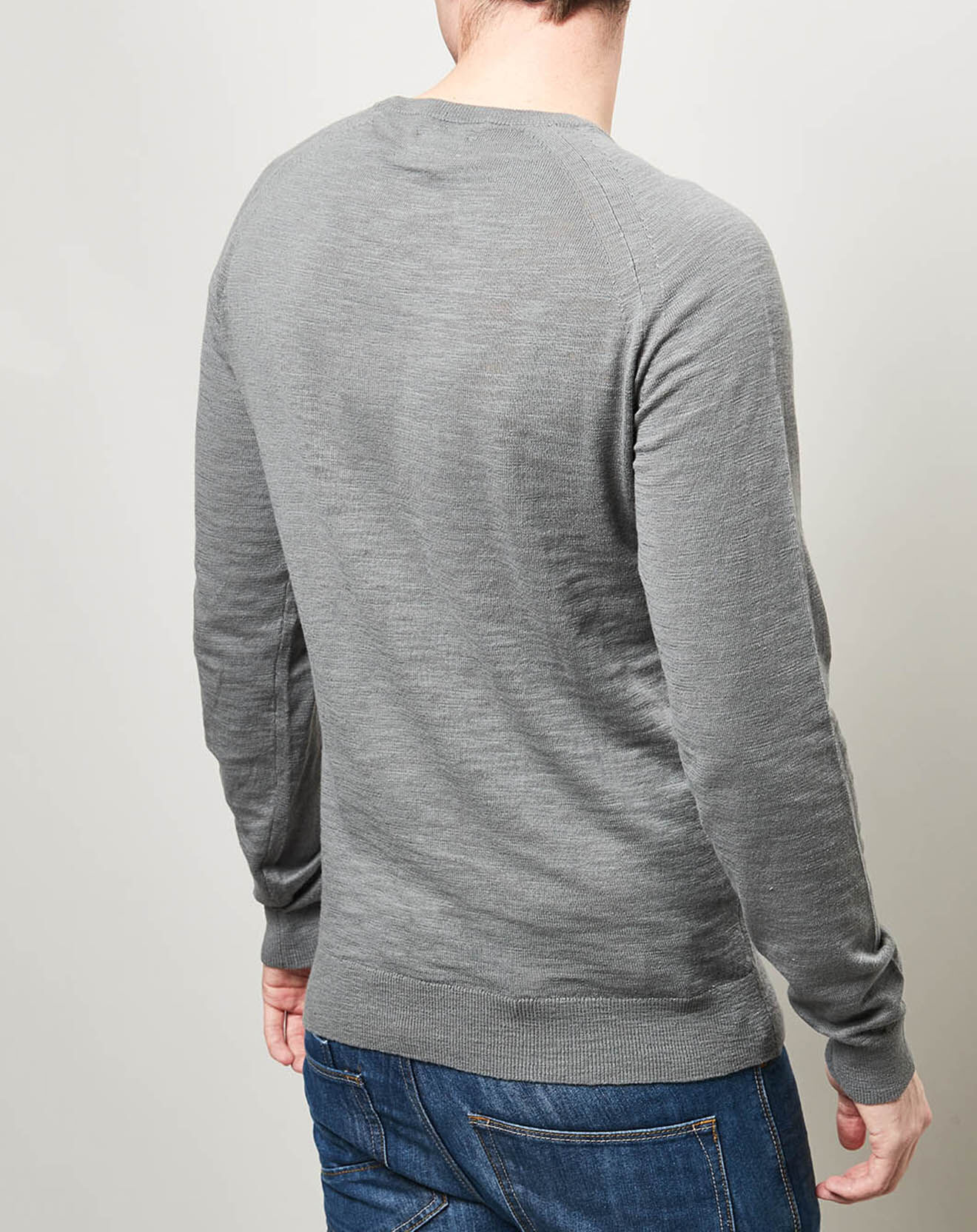 Hartford Pull Crew Slub gris foncé