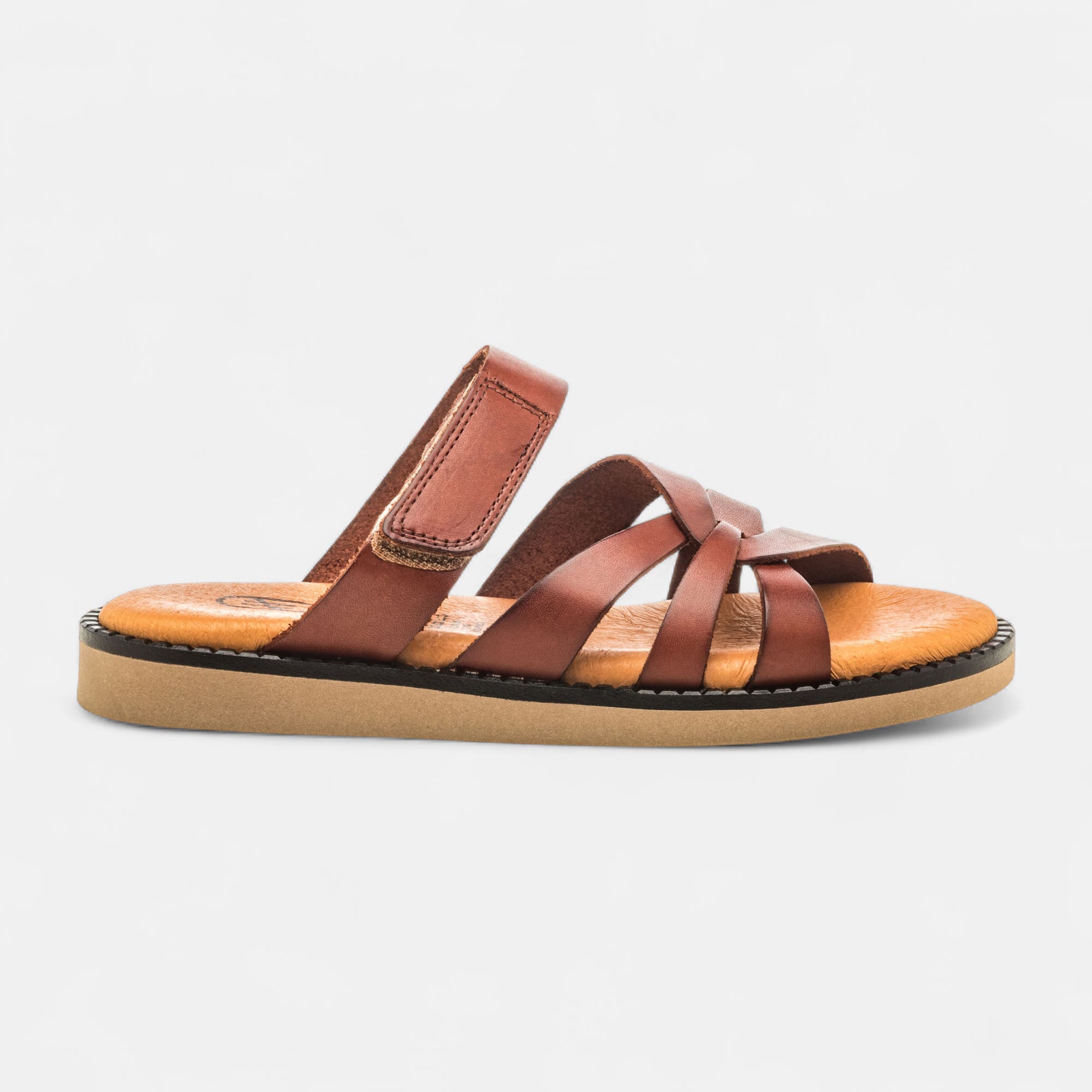 Nu-pieds Femme en cuir cognac
