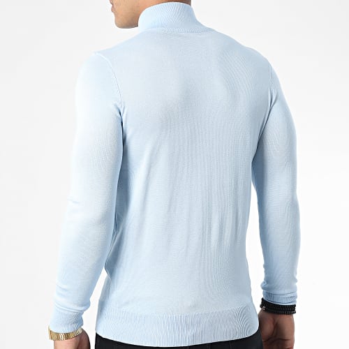 Pull Col Zippé J666 Bleu Clair