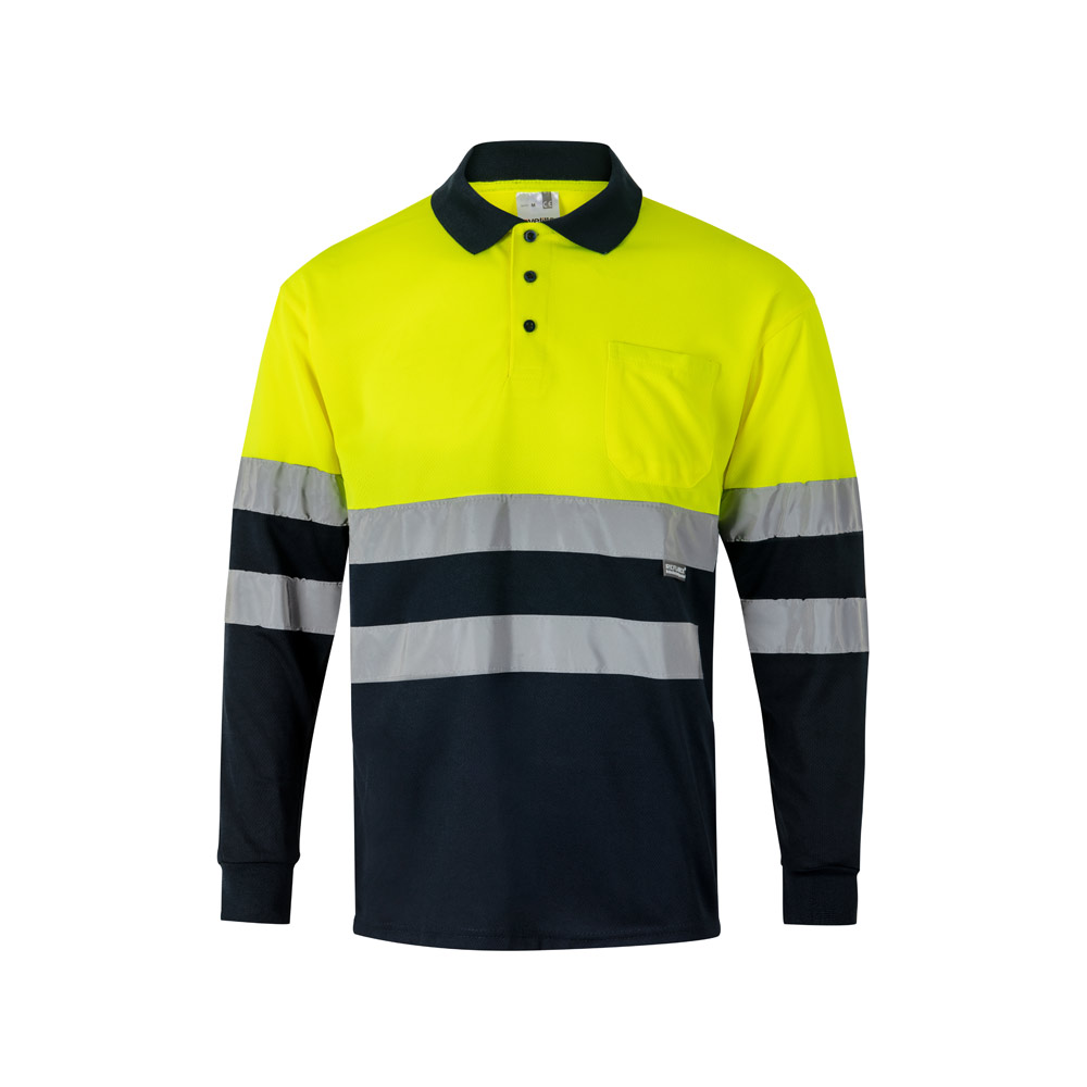 Velilla 36069 - Polo bicolore (160g/m²) à manches longues, en polyester (100%)