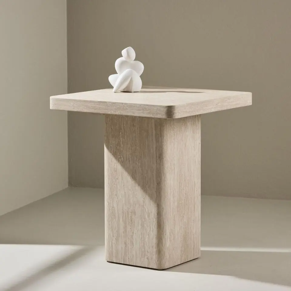 Salontafel Vierkant - Beige MDF - 50x50x56cm - Qvart