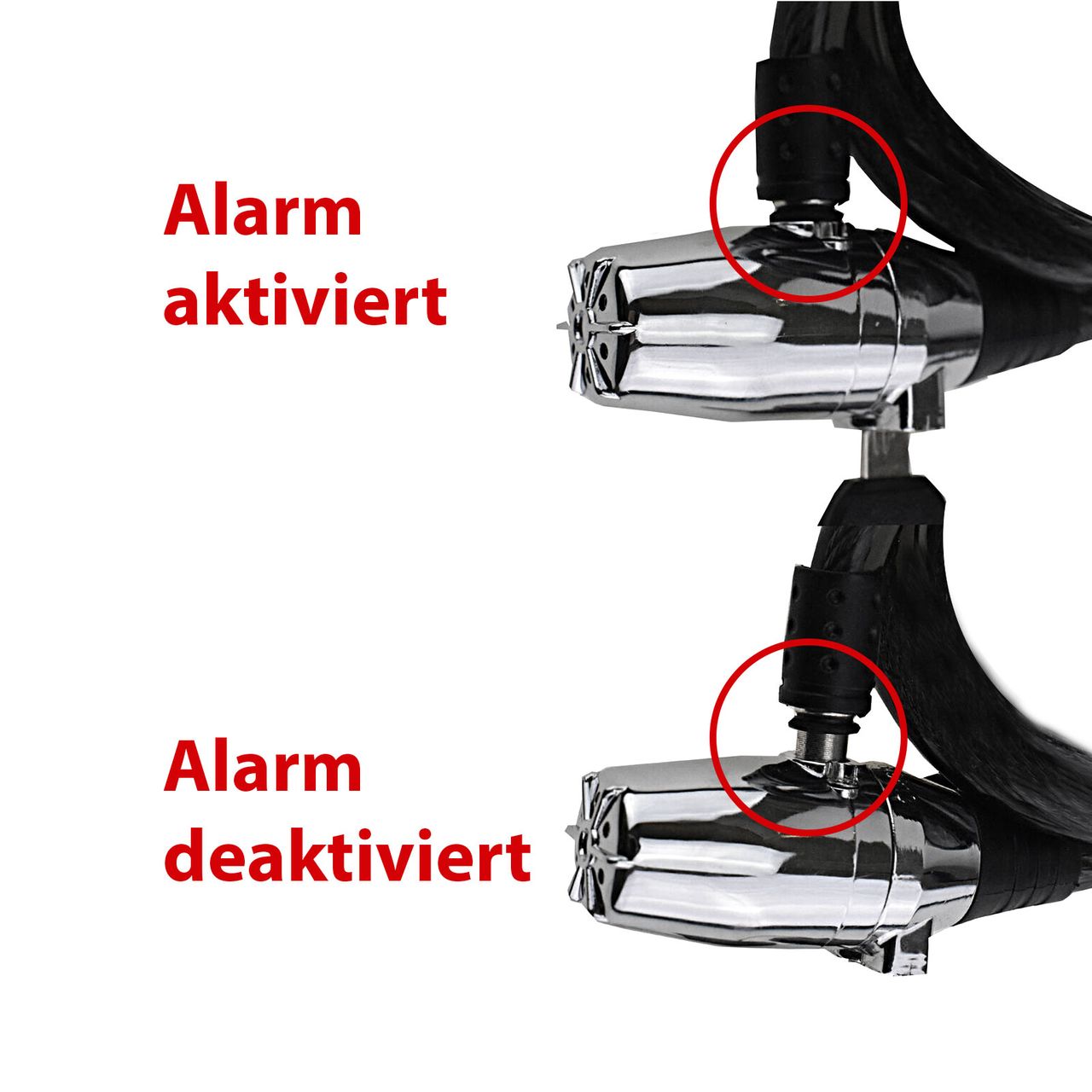 OLYMPIA Fahrradschloss Alarmschloss Kabelschloss Ringschloss mit Alarm 100dB60cm