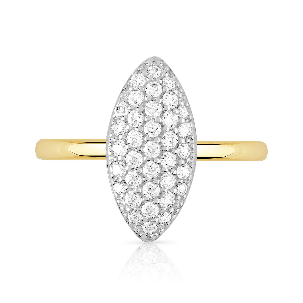 Bague or 375 2 tons zirconias