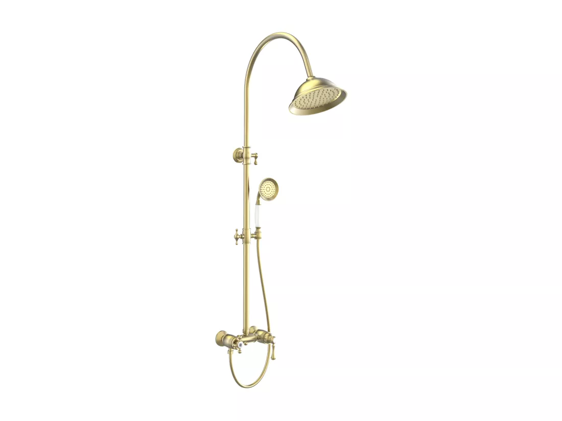 Leeds colonne de douche rétro or brossé mitigeur mécanique - Essebagno
