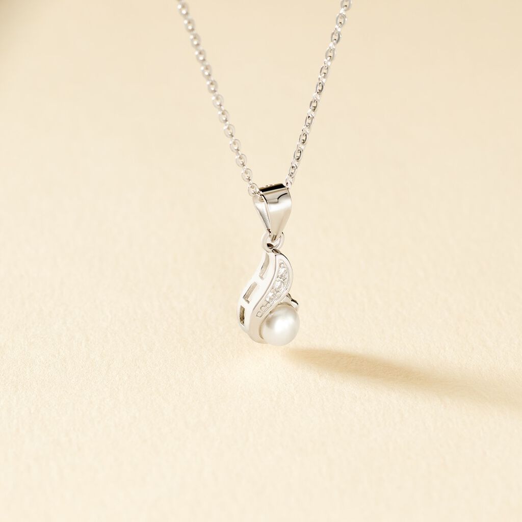 Collier Mellie Argent Blanc Perle De Culture Et Oxyde De Zirconium
