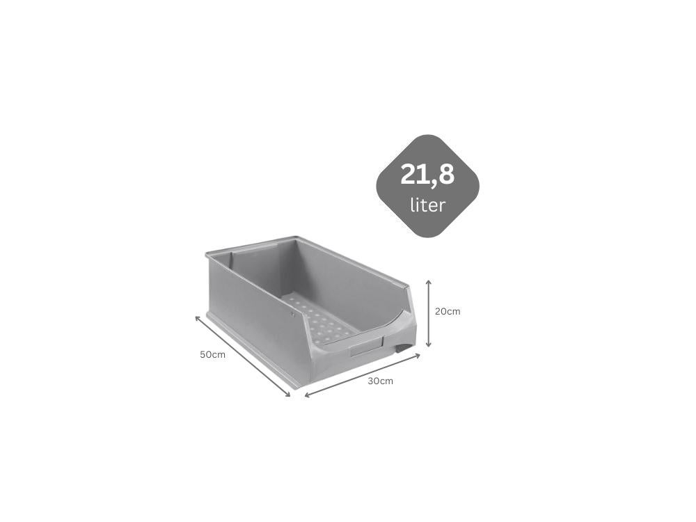 PROREGAL Super Saver Set 4x Grijze Opbergdozen 5,0 HxBxD 20 x 30 x 50 cm 21,8 Liter Opbergdozen