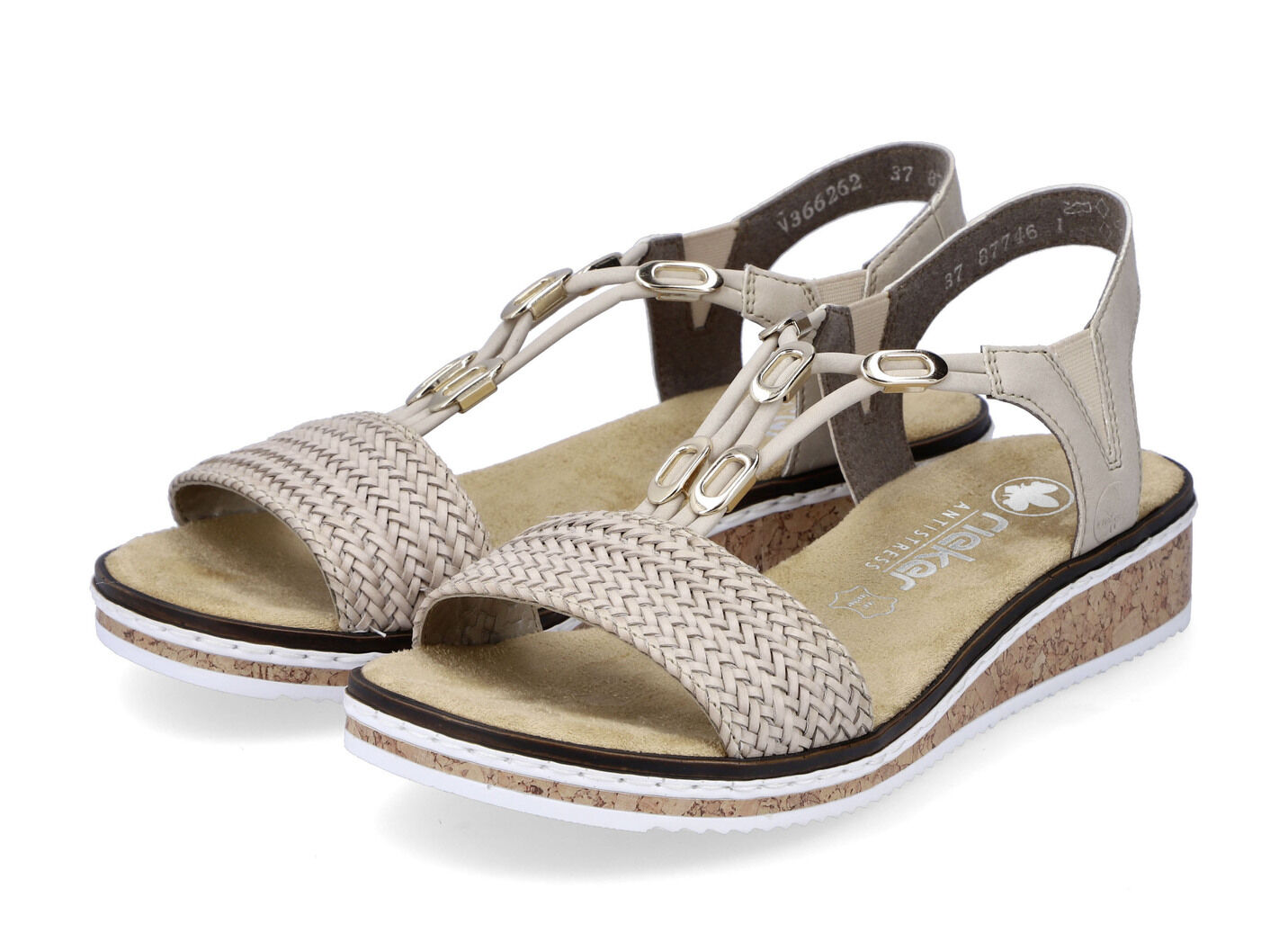 Rieker Sandale mit Flechtung und Metallschmuck