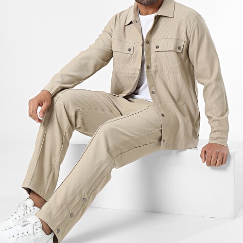 Ensemble Chemise Manches Longues Et Pantalon Beige