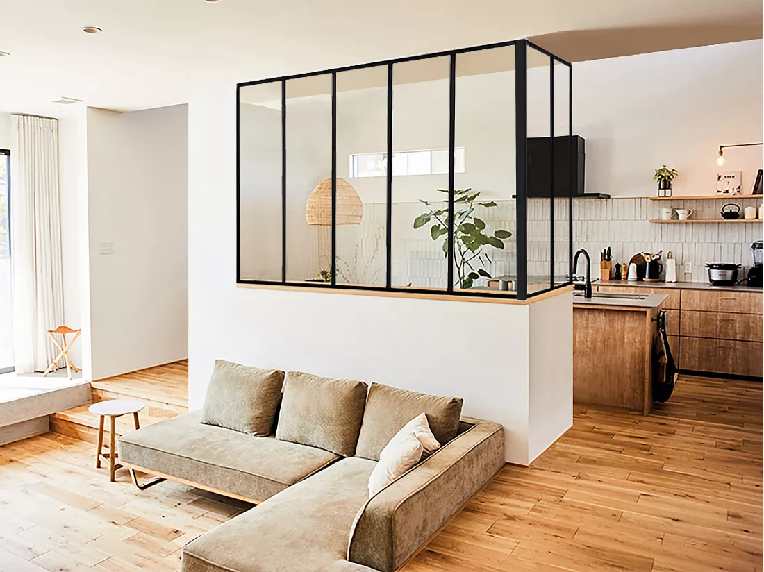Verrière d'angle atelier en aluminium thermolaqué - L150 x L60 x H130 cm - Noir - BAYVIEW