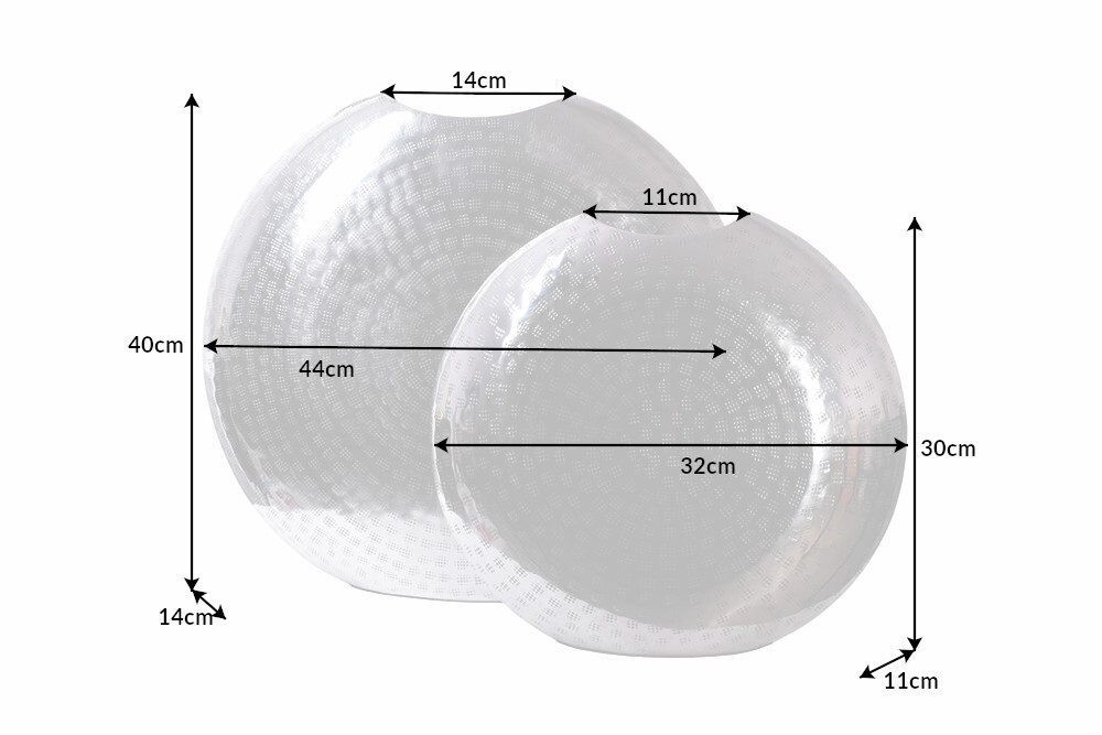 Elegantes Vasen 2er Set ORIENTAL 44cm silber im Grid Hammerschlag Design
