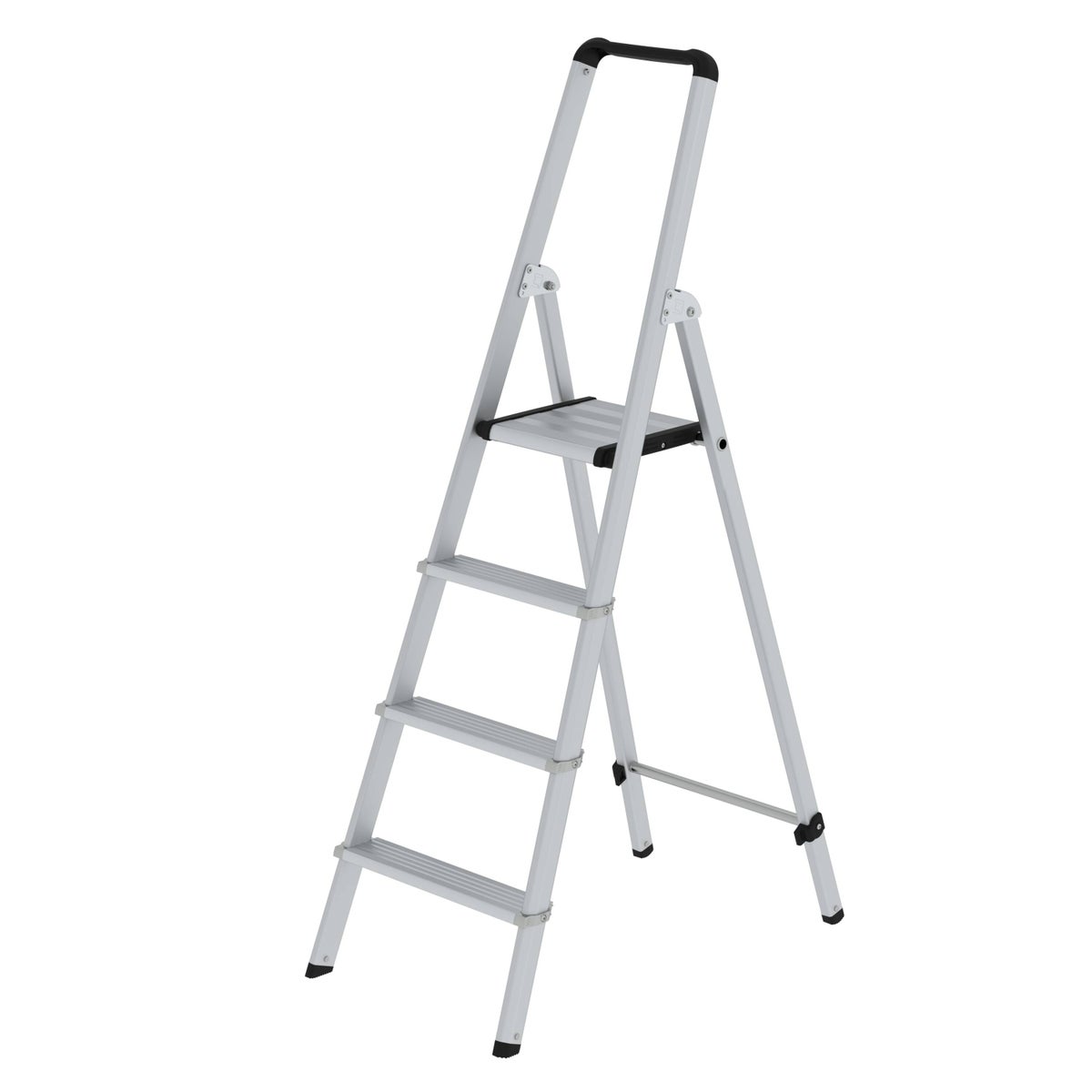 PROREGAL ML Trapladder, enkelzijdig toegankelijk, geanodiseerd aluminium, 4 treden