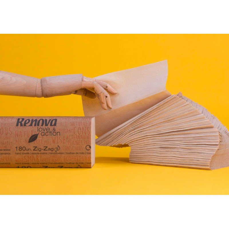 Essuie-mains Zig-Zag Renova Love & Action - Carton de 2700 feuilles