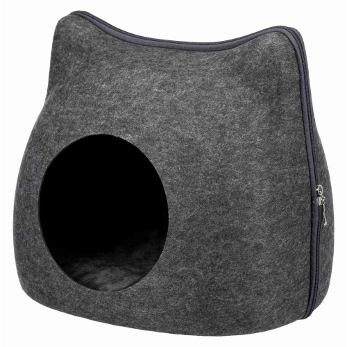 Cama em forma de caverna com zíper Trixie Grey para gatos