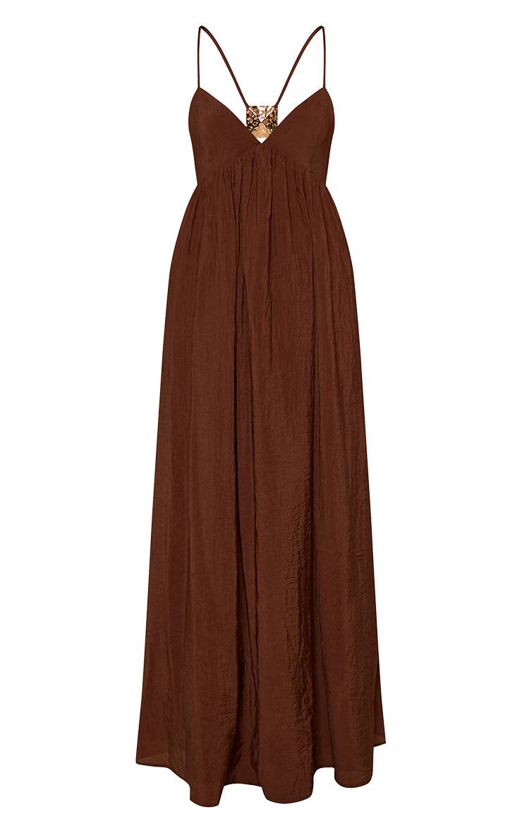 Chocolat Robe Maxi Fluide En Tissu Tissé Avec Dos Ouvert Et Détail De Finition