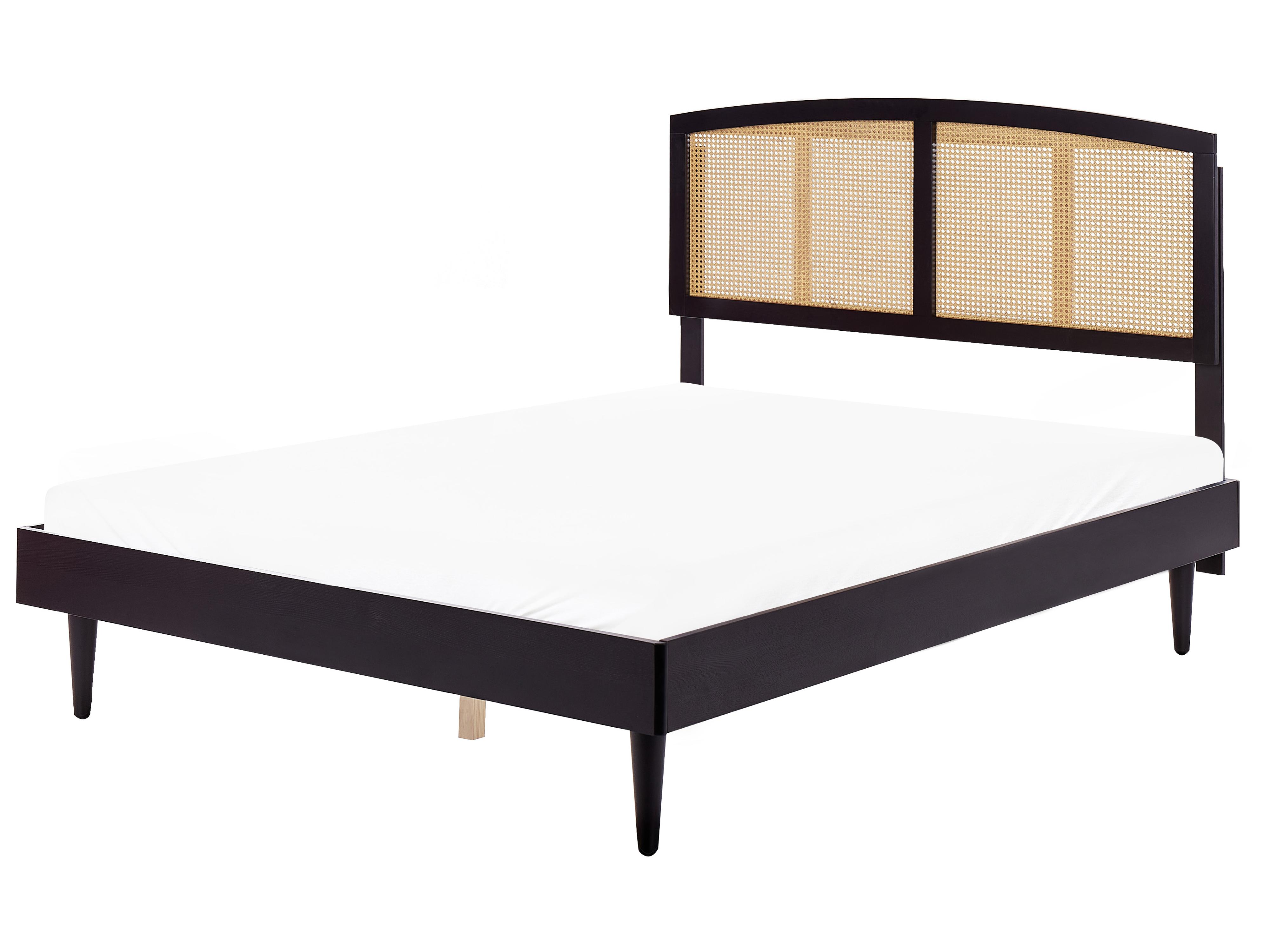 Bed Rotan VARZY 160 x 200 cm Zwart