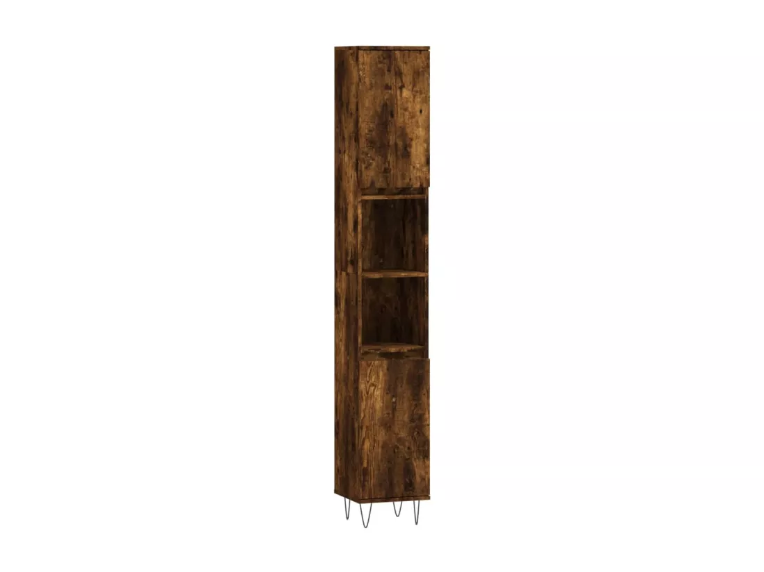 Armoire de bain chêne fumé 30x30x190 cm bois d'ingénierie