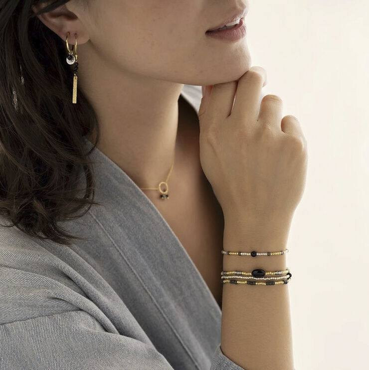 A Beautiful Story Energetic Black Onyx Bracelet GC Gold