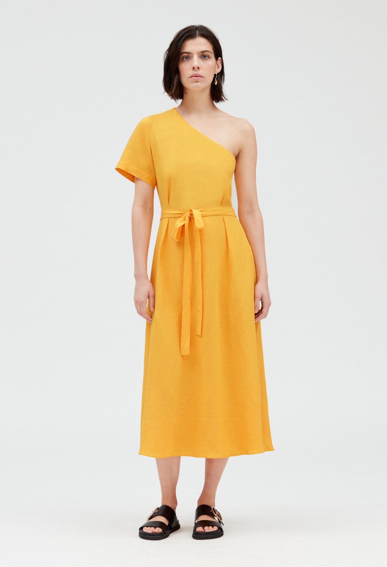 Robe midi asymetrique jaune