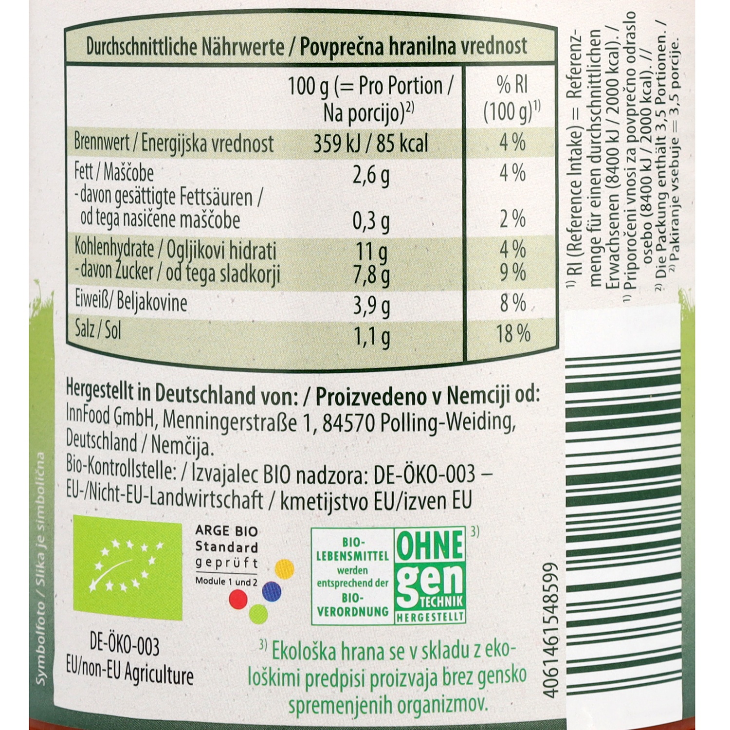 BIO NATURA Veganes BIO-Sugo, Weizenbolognese 350 g