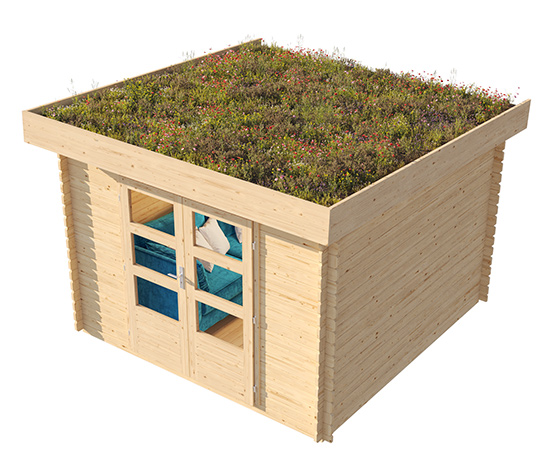 Karibu Gartenhaus mit bepflanzbarem Dach, 28 mm »Nature 3«