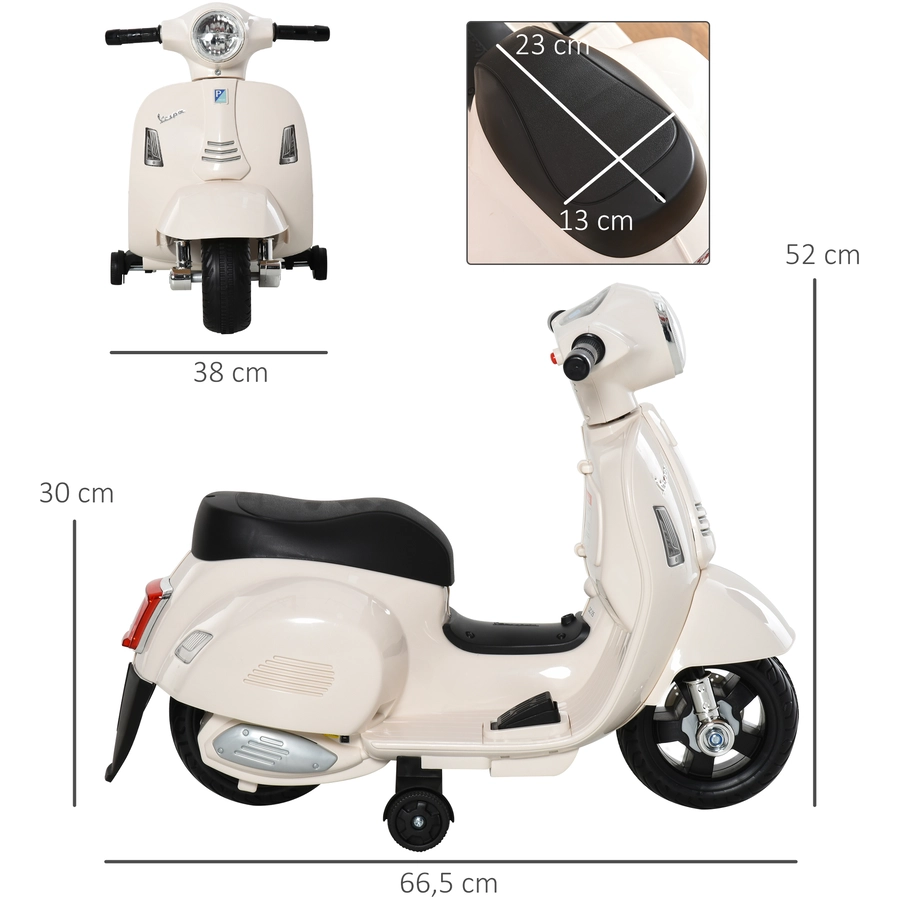 HOMCOM Elektrisches Kindermofa im Vespa Stil weiß