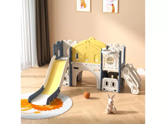 Petit château pour enfants, toboggan, aire de jeux 6 en 1, en PEHD haute densité