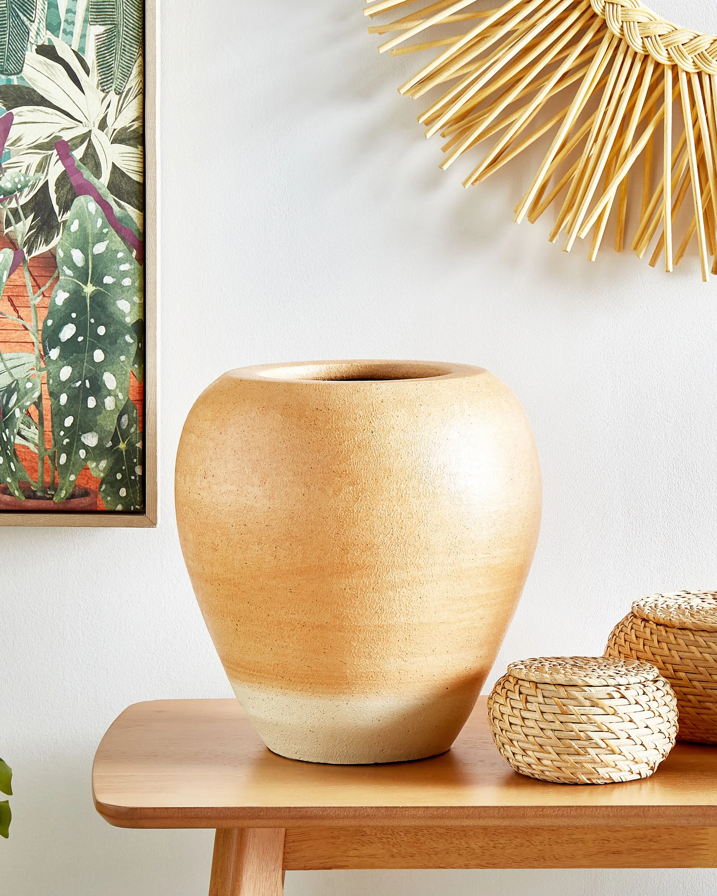 Decoratieve vaas SKIONE Keramiek 34 cm Lichtbruin