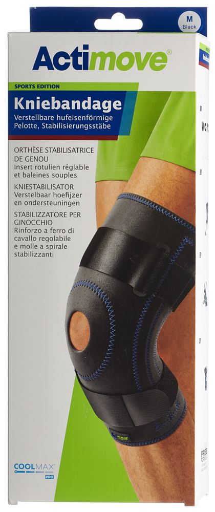 Actimove Sport Kniebandage M Pelotte Stabilisierungsstäbe 1 Stk
