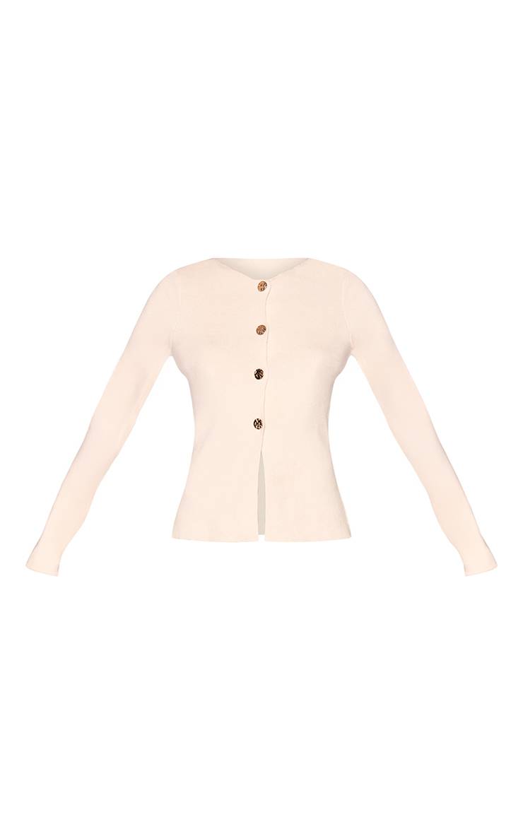 Crème Gilet En Maille Compacte À Basque