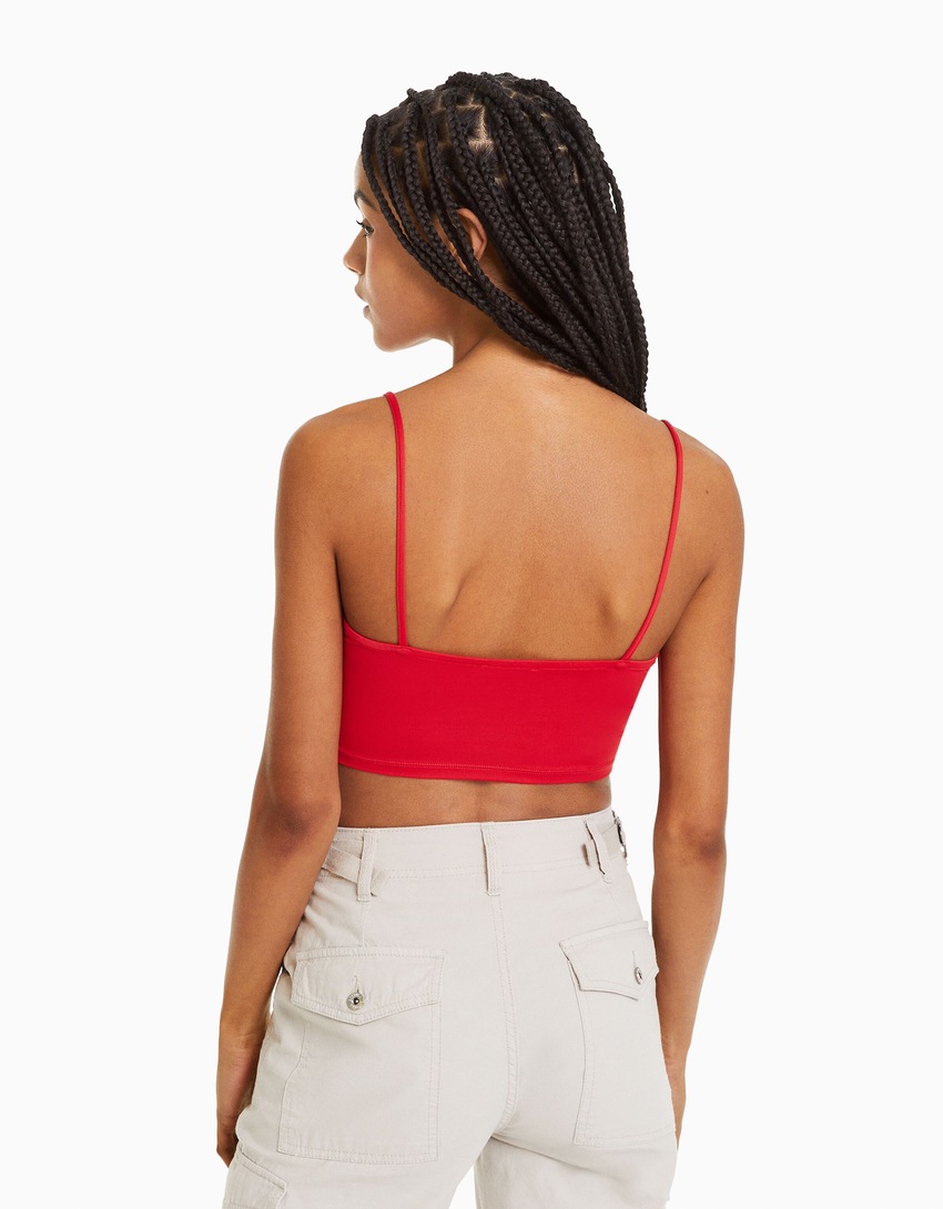 Top cropped de alças finas