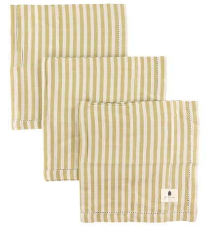 Pine Cone StofBlå - 3-pak - 70x70 cm - Edith - Mustard Stripe