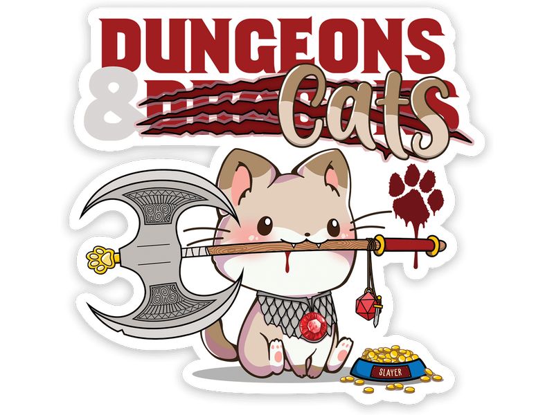 Glass Staff Dungeons and Cats Sticker Mehrfarbig Aufkleber für RPG-Fans