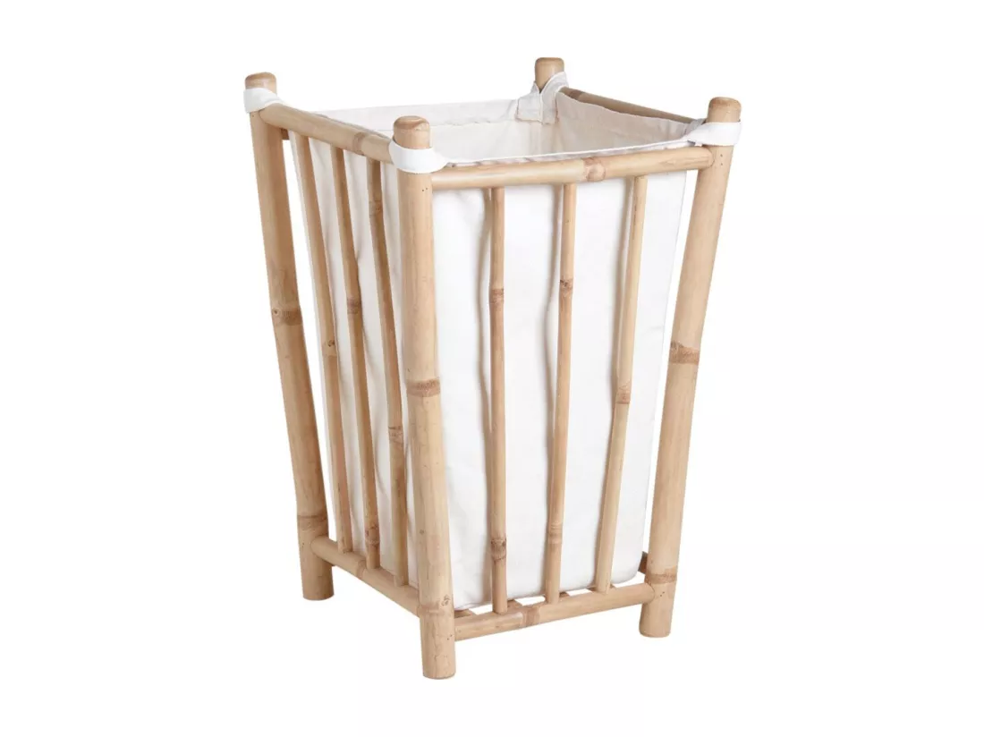 Panier à linge en bambou et coton