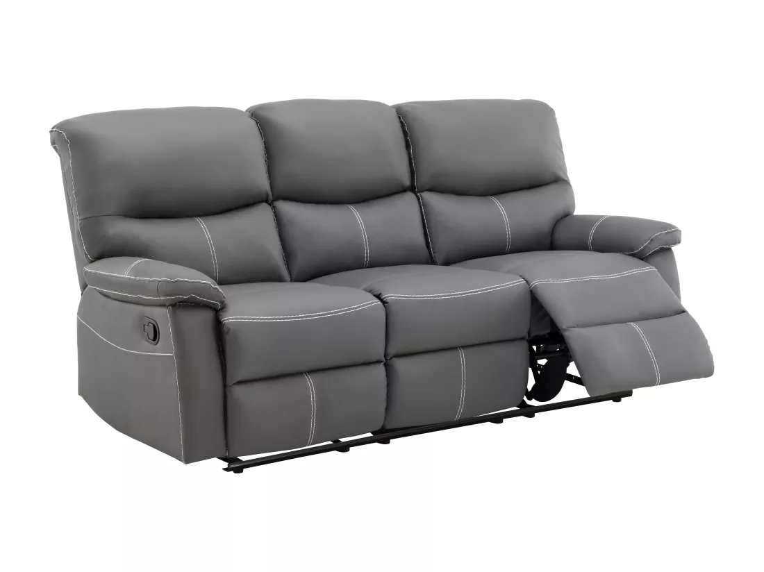 Canapés 3 places 2 places et un fauteuil relax en simili gris CANBY