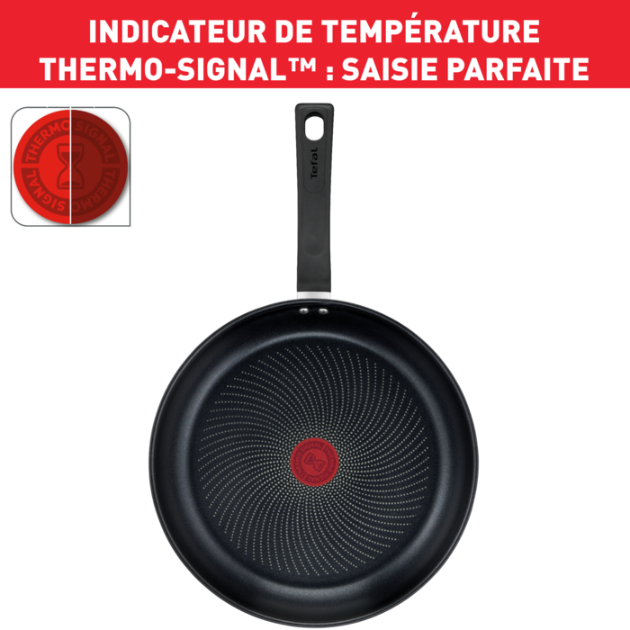 Delicious Batterie de cuisine inox 8 pièces Casserole 16 cm, Faitout 24 cm + couvercle, Poêles revêtues 24/28 cm, Louche, Ecumoire, Feutrine protège-poêles