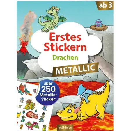 ars Edition Erstes Stickern Metallic - Drachen
