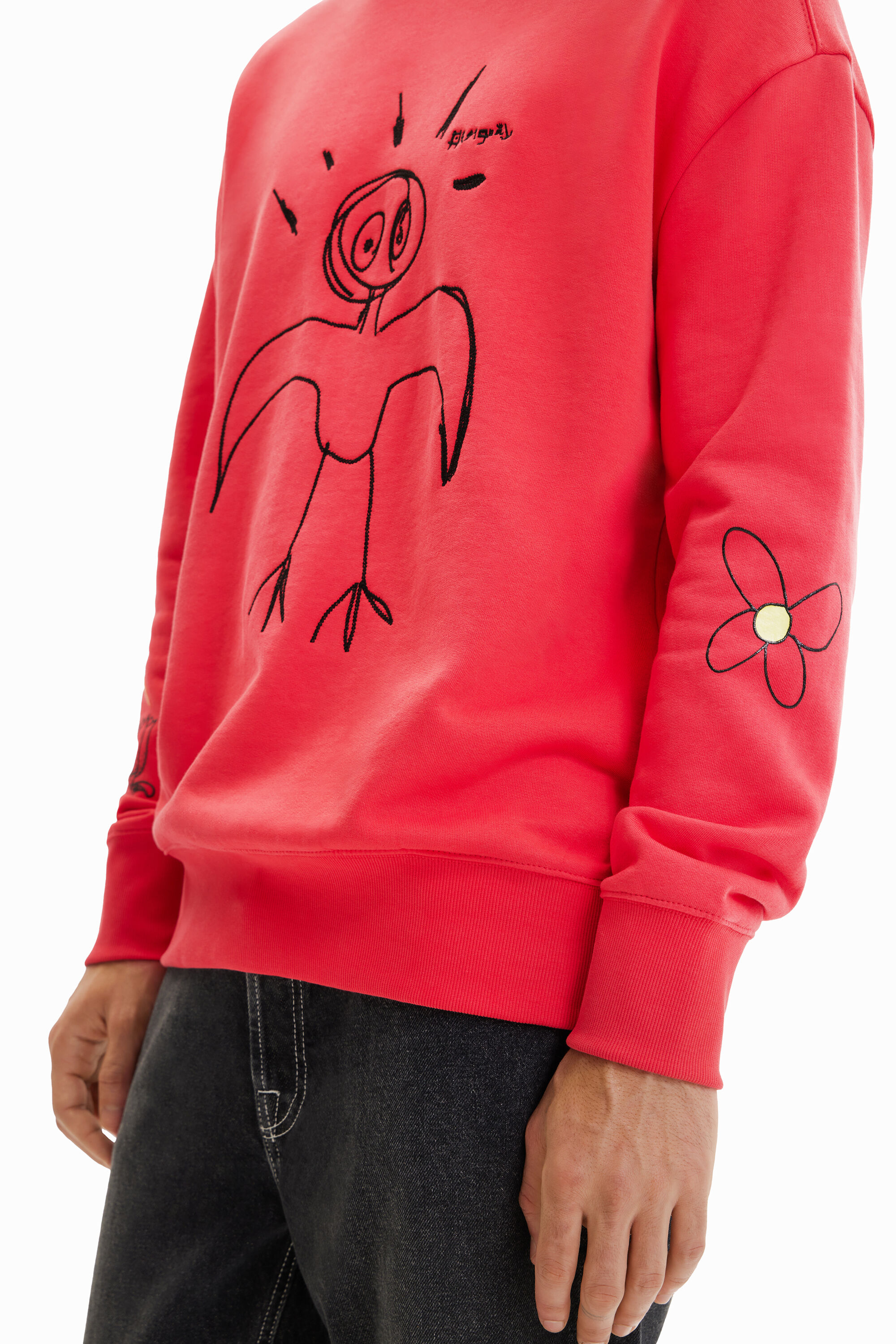 Sweat-shirt oiseau brodé