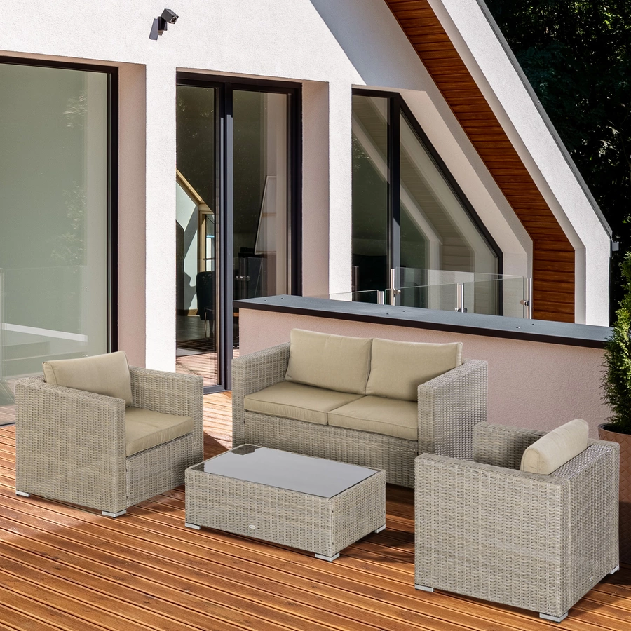 Outsunny Gartenmöbel Set mit Couchtisch bunt