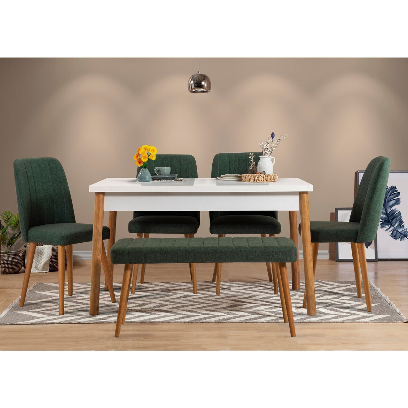 Homitis Table à manger Costa pin/blanc - 140x77x75 cm