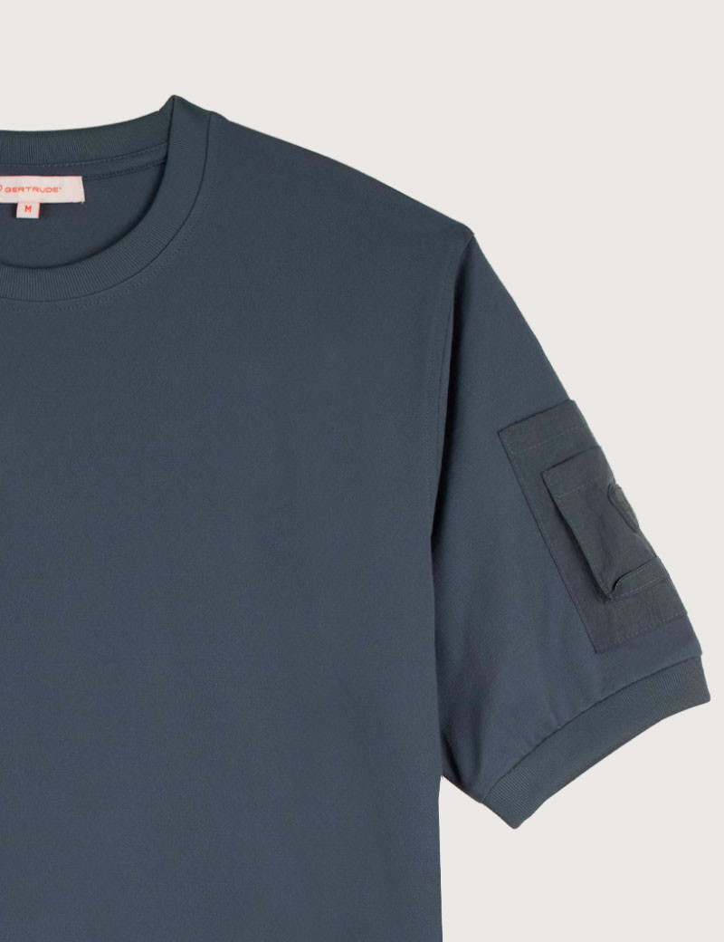 GERTRUDE&GASTON T-SHIRT HOMME POCHE NYLON TIMEO PETROL