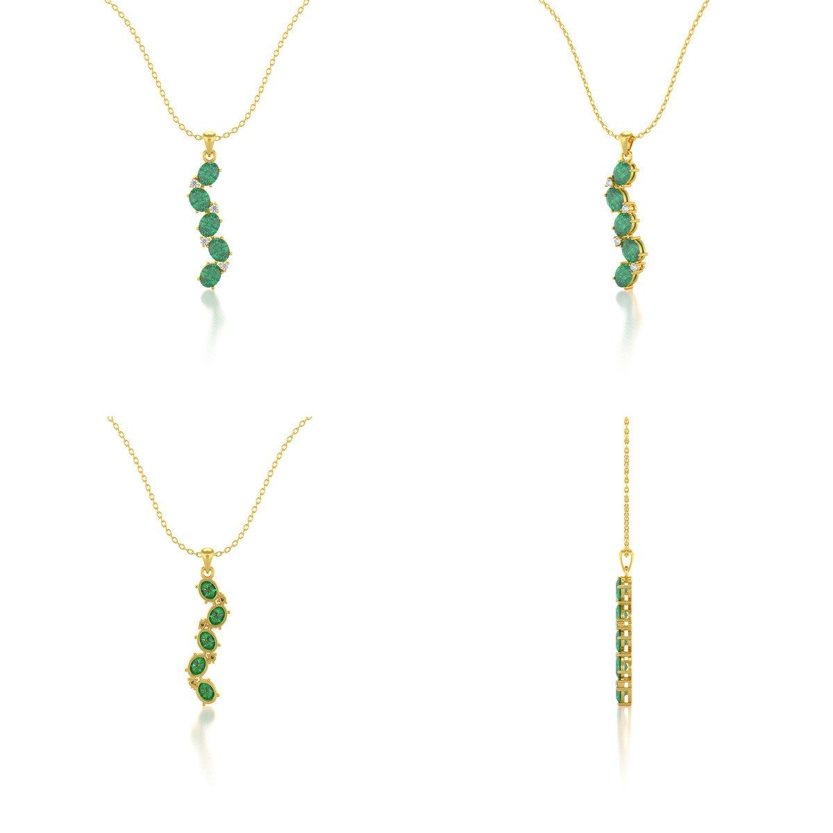Collier Pendentif ADEN Or 585 Jaune Emeraude et Diamants Chaine Or incluse 1.78grs