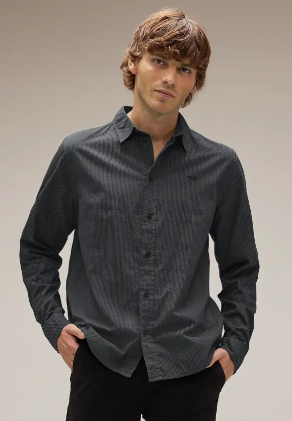 Garment dye Hemd - graphite grey