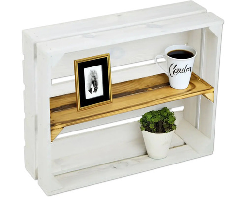 Willma witte plankenkast met gevlamde tussenplank 50x40x15 cm