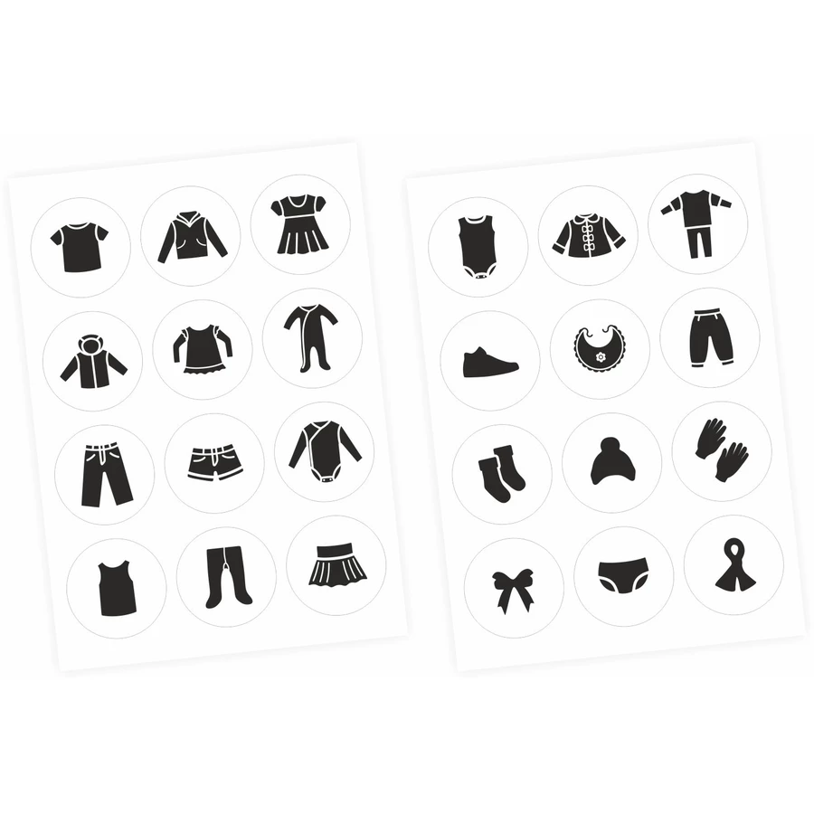 Nikima Möbelaufkleber Ordnungssticker für Kleidung schwarz weiß schwarz