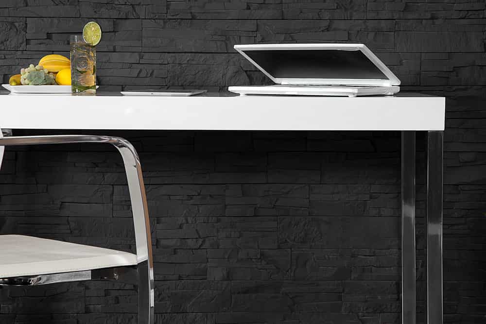 Design Konsole WHITE DESK 120cm weiß Hochglanz Bürotisch