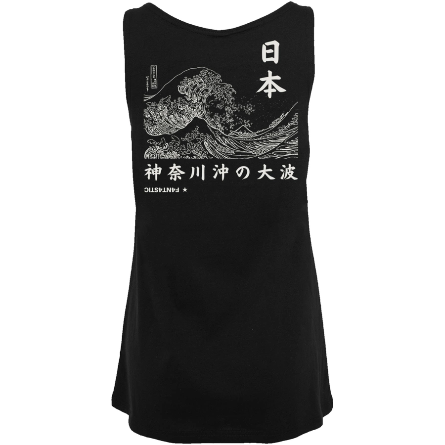 F4NT4STIC Ladies Tanktop Kanagawa Welle schwarz