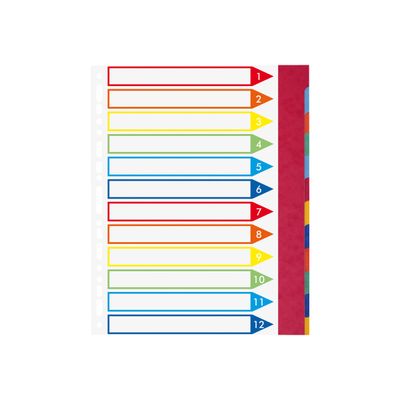 Exacompta Nature Future - Intercalaire 12 positions - A4 Maxi - carte rigide colorée