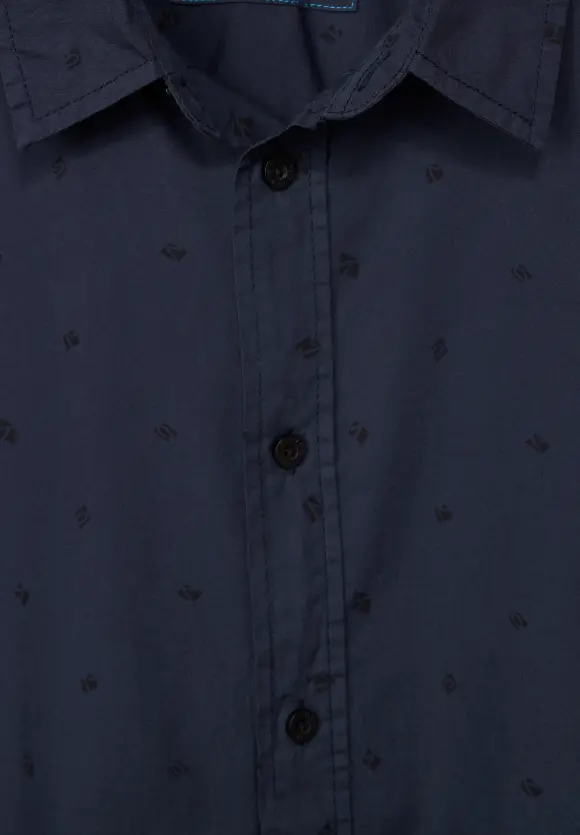Popeline Hemd mit Print - nightshadow blue