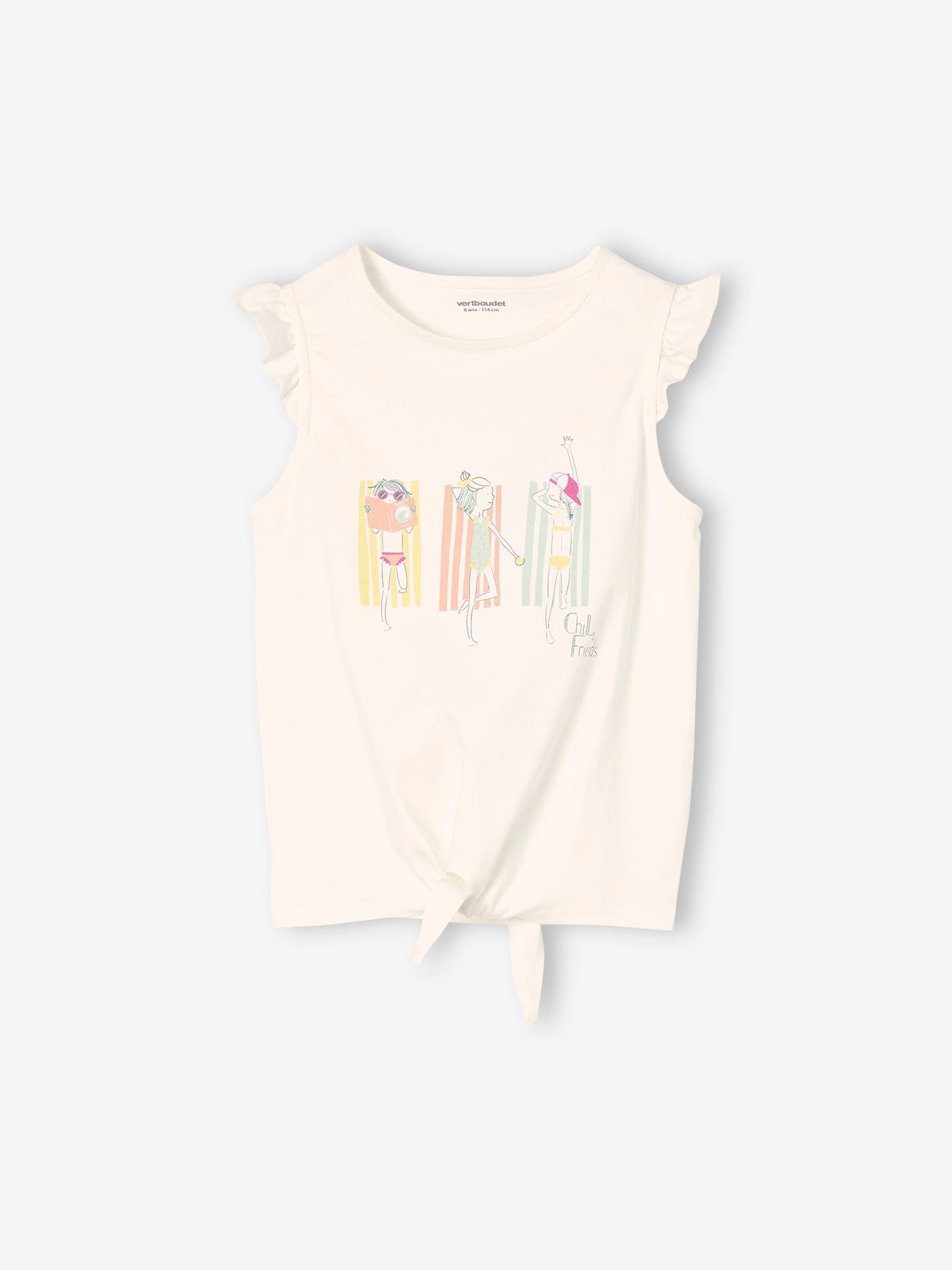 Conjunto com camiseta com detalhe de amarração e babados e shorts coral.