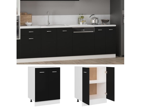VIDAXL - Meuble bas Armoire de cuisine noir 60x46x81,5 cm aggloméré